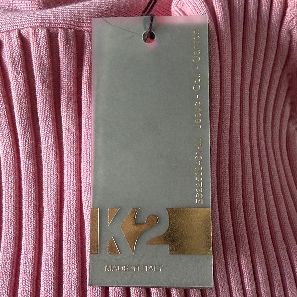 Pink Off-Shoulder Italian Ribbed Sweater - Picture 4 of 4
